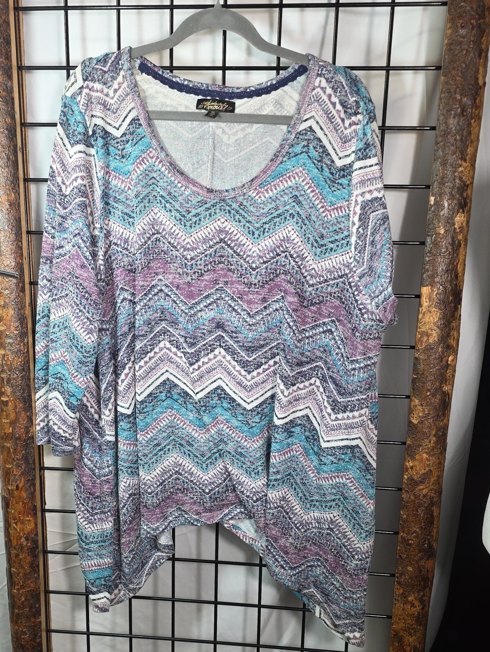 Absolutely Famous Teal, Purple & White Chevron Scoop-Neck Tunic